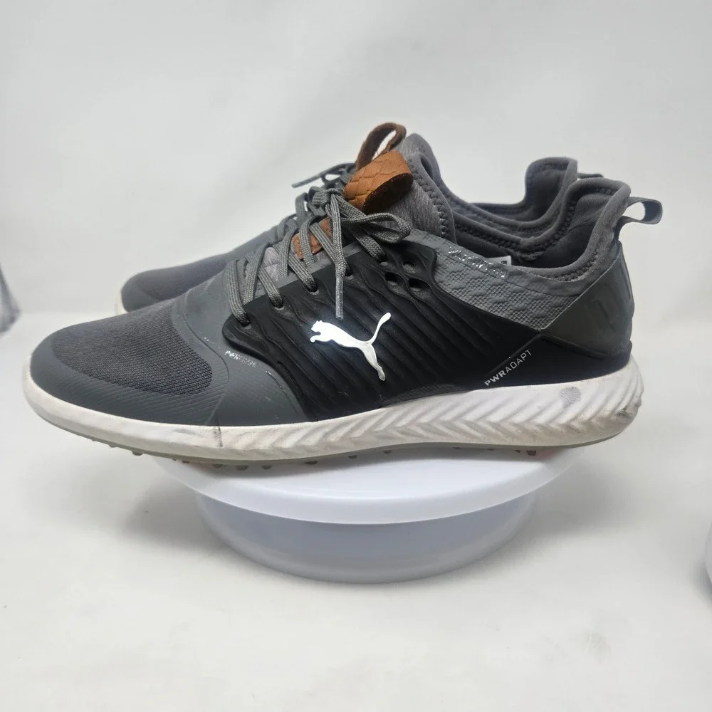 Puma Ignite PwrAdapt Mens Golf Shoes Grey Black Waterproof 192223-03 Size 10